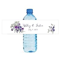 Purple Floral Themed Water Bottle Labels Easy to use and Great for Your Celebrations