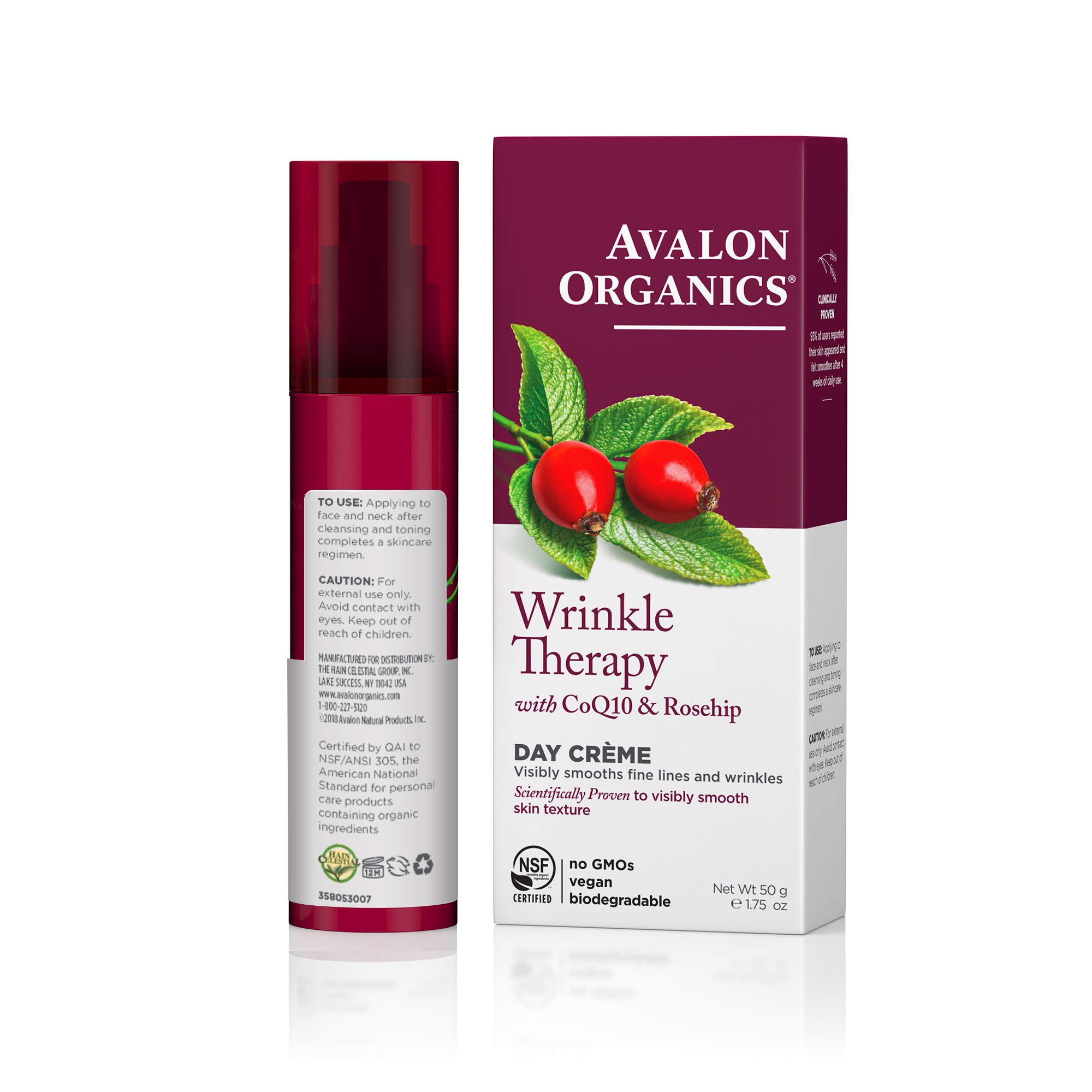 Avalon Organics Day Crème, Wrinkle Therapy, 1.75 Oz