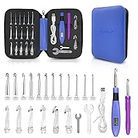 HCBZVV 18 Sizes Counting Crochet Hook Set,2mm-14mm Interchangeable Needles,Light Up Crochet Hooks with Stitch and Row Counter,Rechargeable Crochet Kit Gift for Beginner and Experienced Crocheters