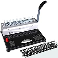 Binding Machine, 21-Hole, Book Binding Machines with 100PCS 3/8'' Comb Bindings Spines, Comb Binding Machine for Letter Size, A4, A5 Paper