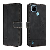 Cellphone Flip Case Compatible with Oppo Realme C21Y Wallet Case ,Shockproof TPU Protective Case,PU Leather Phone Case Magnetic Flip Folio Leather Case Card Holders Protective Case ( Color : Black )
