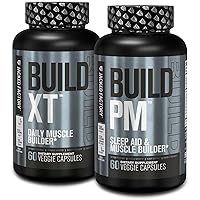 Jacked Factory AM & PM Muscle Building Supplement Stack - Build-XT Muscle Builder & Build PM Night Time Muscle Growth & Sleep Aid