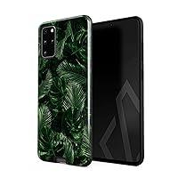 BURGA Phone Case Compatible with Samsung Galaxy S20 Plus - Hybrid 2-Layer Hard Shell + Silicone Protective Case -Tropical Exotic Green Palm Tree Leaf Plant Leaves - Scratch-Resistant Shockproof Cover