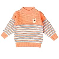 Peacolate 4-10Years Girls' Orange Stripe Turtleneck Sweater Cozy Pullover for Little and Big Girls in Sping,Fall,Wniter(Orange,6-7Years)