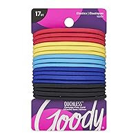 Goody Ouchless Elastic Hair Tie - 17 Count, Assorted Colors - 4MM for Medium Hair - Pain-Free Hair Accessories for Men, Women, Boys, and Girls - Perfect for Long Lasting Braids, Ponytails, and More