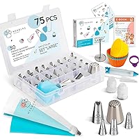 Wenburg Easy to Use & Clean Cupcake Piping Tips Set - 75pcs, Versatile Cake Piping Set with Numbered Icing Tips - 8 Large, 42 Small Tips - Comprehensive Kit for All - Cake Decorating Tips Set (Large)