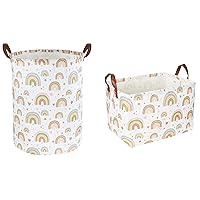 2 Pack Rainbow Laundry Basket,Storage Basket,Kids Toys Bins,Gift Basket with Handles,Baby Nursery Hamper,Books Organizer,Home,Bedroom,Bathroom