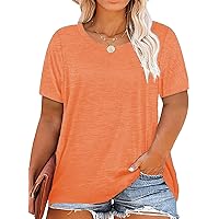 Plus Size Summer T Shirts Women Tops Short Sleeve Round Neck Casual Loose Fit Tee Tshirts Tunic