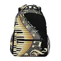 ALAZA Music Notes With Piano Keys Stylish Large Backpack Personalized Laptop iPad Tablet Travel School Bag with Multiple Pockets