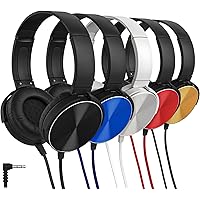 Maeline Classroom Headphones Bulk 20 Pack, Student On Ear Comfy Swivel Headset for School, Library, Airplane, for Online Learning, Travel, Stereo Sound 3.5mm Jack, Red, Black, Blue, White, Yellow