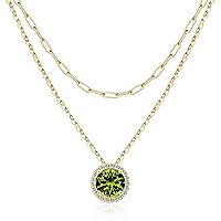 Birthstone Necklace for Women, Peridot Necklace Gold Layered Necklaces for Women August Birthstone Necklace August Birthstone Jewelry Peridot Necklace for Women Peridot Jewelry Green