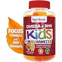 Feel Great Vitamin Co. Complete DHA Gummies for Kids | with Omega 3 6 9 + DHA, Vitamin C | Supports Healthy Brain Function, Vision & Heart Health | Gluten Free, Vegetarian | 60 Gummies