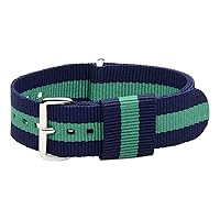 20mm Nylon Loop - Striped Navy Blue/Green Classic Military Style Watch Strap - Fits All Watches!!!