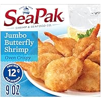 Jumbo Butterfly Shrimp with Oven Crispy Breading, Delicious Seafood, Frozen, 9 oz