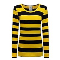 Women’s Long Sleeve Striped T-Shirt Stretchy Comfy Scoop Neck Shirt