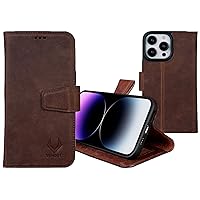 VENOULT Compatible with iPhone 15 Pro MAX Wallet Case iPhone 15 Pro Man or Women Genuine Leather 4 Card Holder and One Money Sleve, Shockproof TPU Frame