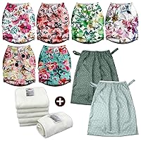 Mama Koala 2.0 Baby Cloth Diapers with 6 Inserts Bundle(Bloomin' Lovely), with 2 Pack Reusable and Washable Waterproof Pail Liners