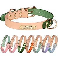 Custom Cute Handmade Genuine Leather Dog Collar Personalized with Name Boy Girl Dog Collar for Puppy Small Medium Large Male Female Dogs