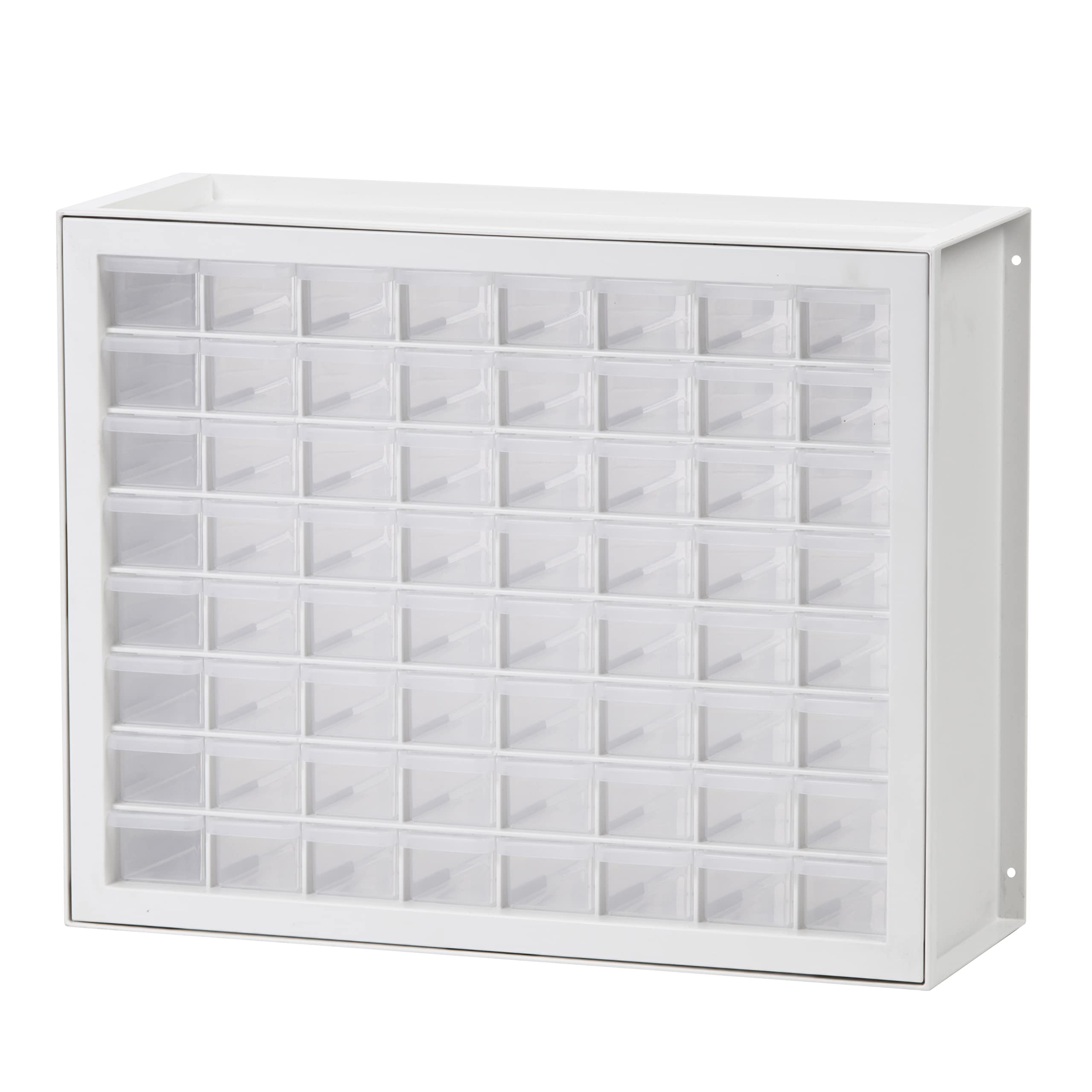 IRIS USA 64 Drawer Stackable Storage Cabinet for Hardware Crafts and Toys, 19.5-Inch W x 7-Inch D x 15.5-Inch H, White - Small Brick Organizer Utility Chest, Scrapbook Art Hobby Multiple Compartment