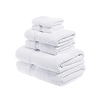Egyptian Cotton Pile 6 Piece Towel Set, Includes 2 Bath, 2 Hand, 2 Face Towels/Washcloths, Ultra Soft Luxury Towels, Thick Plush Essentials, Guest Bath, Spa, Hotel Bathroom, White