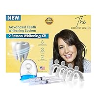 Advanced Teeth Whitening System - 2 Person Whitening Kit - 25 Treatments -35% Hydrogen Peroxide- Two 10ml Syringes- Two Sets of Mouth Trays-LED Light