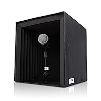 Pyle Sound Isolation Recording Shield Box - Microphone Foam Booth Cube, Sound Dampening Filter - Audio Acoustic Noise Isolator Platform Pads with Wedge Padding for Studio, Podcast, and Vocal Use