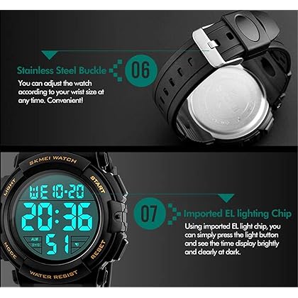 Misskt Kids Watch, Boys Sports Digital Waterproof Led Watches with Alarm Wrist Watches for Boy Girls Children Watch CW