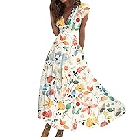 Women's Long Dress Maxi Casual Chiffon Dresses Swing Casual Mature Outdoor Daily Date Ruffled Short Sleeve Dress