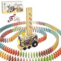 200 PCS Automatic Dominoes Train Set,Fun and Colorful Train with Lighting Sound Effects,Creative Dominos Game Toy for Kids Boys and Girls Age 3-8 [Yellow]