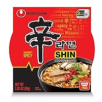 Gourmet Spicy Shin Noodle Soup Bowl, 12 Pack, Microwaveable Ramyun Soup Noodles, No MSG Added
