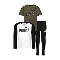 PUMA boys 3 Piece T-shirt & Tapered Pant SetPants Set