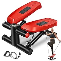 Steppers for Exercise, Mini with Resistance Bands Home Fitness, Upgraded Air Powered Stair 330LBS Loading, Super Quiet Hydraulic Fitness LCD Monitor, black & red, ‎8700L