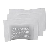 iTouchless 3-Pack AbsorbX Odor, Absorbs Smells, All Natural Activated Carbon for use with 4 Gal and Smaller Waste Bins Compartment, Trash Deodorizer, Compact Filters, 3 Count