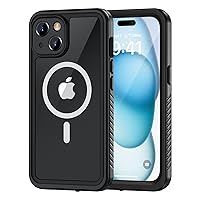 Lanhiem Magnetic for iPhone 15 Case, Waterproof Dustproof Cover [Built in Screen Protector] [Compatible with MagSafe], Full Body Heavy Duty Protective Phone Case for iPhone 15-6.1”(Black)