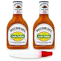 Buffalo Sauce for Chicken Wings Bundle with - (2)16oz Sweet Baby Ray's Garlic Buffalo Wing Sauce and (1) Basting Brush Bottle for easy Grilling by Wyked Yummy
