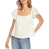 1.STATE Womens Eyelet Pullover Blouse