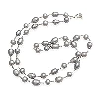 Freshwater Baroque Grey Pearl Wrap Bracelet with White Coin Pearl Closure