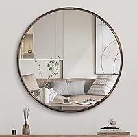 1st owned Round Wall Mirror Bronze 16 Inch -Circular Metal Framed Wall Mounted Mirror, Hanging Round Wall Mirror Modern Decorative for Entryway，Bathroom, Living Room, Bedroom