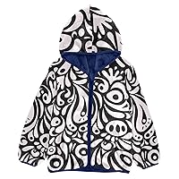 Baby Sherpa Jacket Classical Luxury Black Doodles Toddler Boy Dress Coat Navy Blue Girl Zip Up Sweatshirt 3T