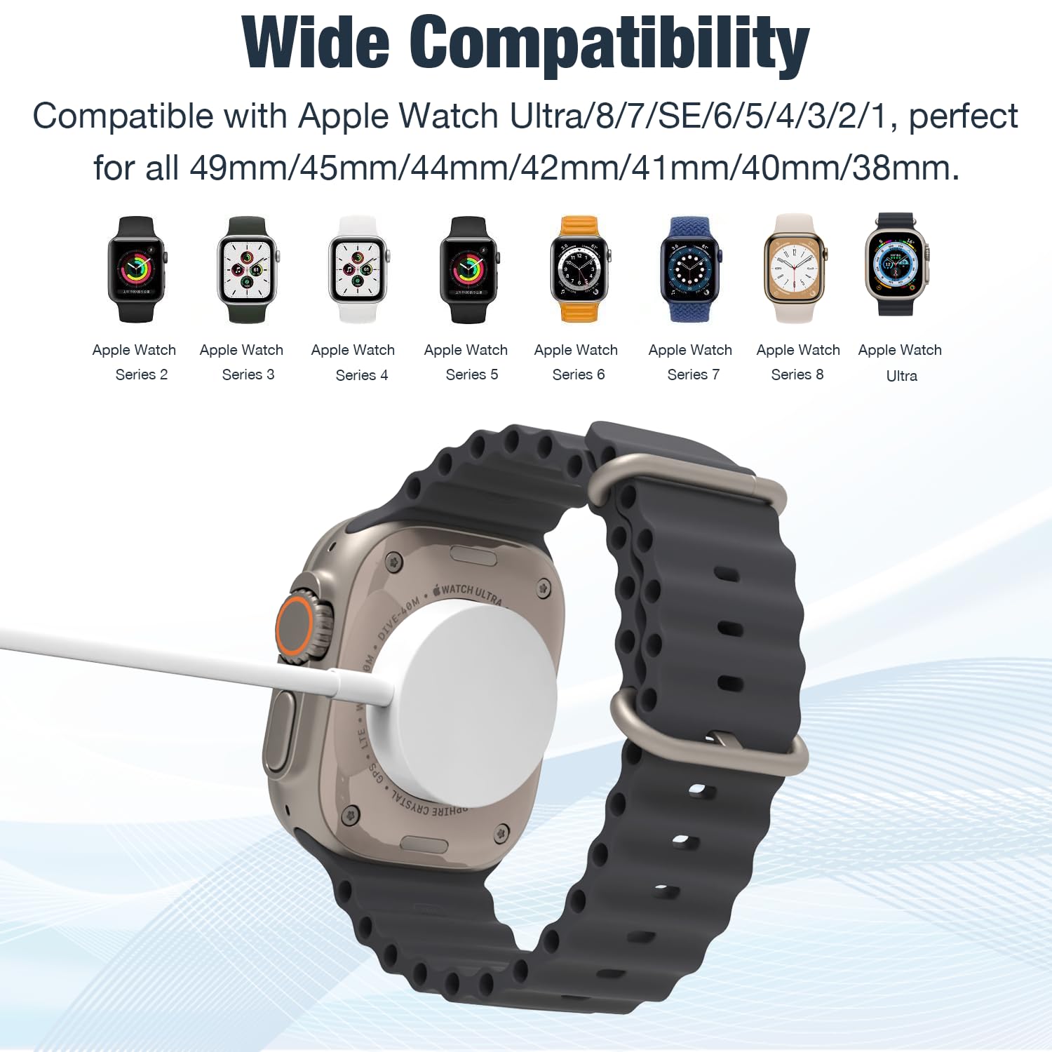 2 in 1 USB C Watch Ladekabel, Drahtlos Magnetisch Ladegerät für iWatch, 1,2 Meter Kabel Type C Uhr Tragbare Ladestation Kompatibel mit Apple Watch Serie 9/8/7/6/5/4/3/2/1/Ultra 2/Ultra/SE