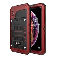 Waterproof Case for iPhone X/XS/XR/XS Max, Outdoor Heavy Duty Full Body Protective Metal Case Cover with Built-in Screen Protector, Waterproof Shockproof Dustproof Case,Red,iPhone XR