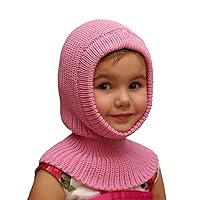 100% Merino Wool Balaclava Baby Children Hat Scarf Neck Warmer Knitted Solid Colors
