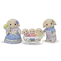 Calico Critters Flora Rabbit Family - Set of 5 Collectible Doll Figures for Children Ages 3+