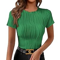 Women's Summer Tops 2024, for Women Going Out Sexy Slim Short Sleeve T-Shirt Casual Spring, S XXL