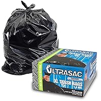 Ultrasac Heavy Duty 45 Gallon Trash Bags Huge 50 Count/w Ties) - 1.8 MIL - 38