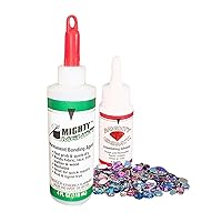 Mighty MENDIT™, Permanent Fabric Adhesive, Flexible Stretchable Washable, Clear, 4 oz, Plus Mighty GEMIT™, Embellishing Adhesive, 1 oz. Includes 50 Gems