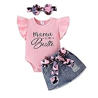 Baby Girl Clothes Newborn Romper Ruffle Sleeve Short Jeans Skirt with Headband Infant Outfits Set 0-18 Months