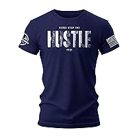 Never Stop The Hustle Graphic Tee Crewneck Short Sleeve Shirts for Men