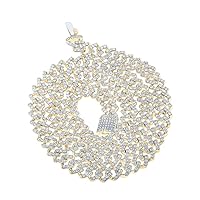 10K Yellow Gold Mens Diamond Cuban 22-inch Chain Necklace 15-1/3 Ctw.