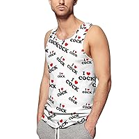 I Love Cock Men's Tank Top Casual T-Shirts Sleeveless Funny Tees Beach Shirt Print